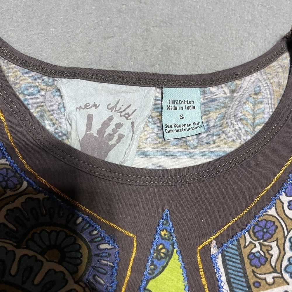 Inner Child Top Womens Small Patchwork Embroidere… - image 5